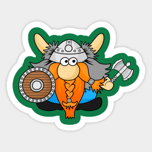 Funny Little Viking Warrior Cartoon Illustration Sticker